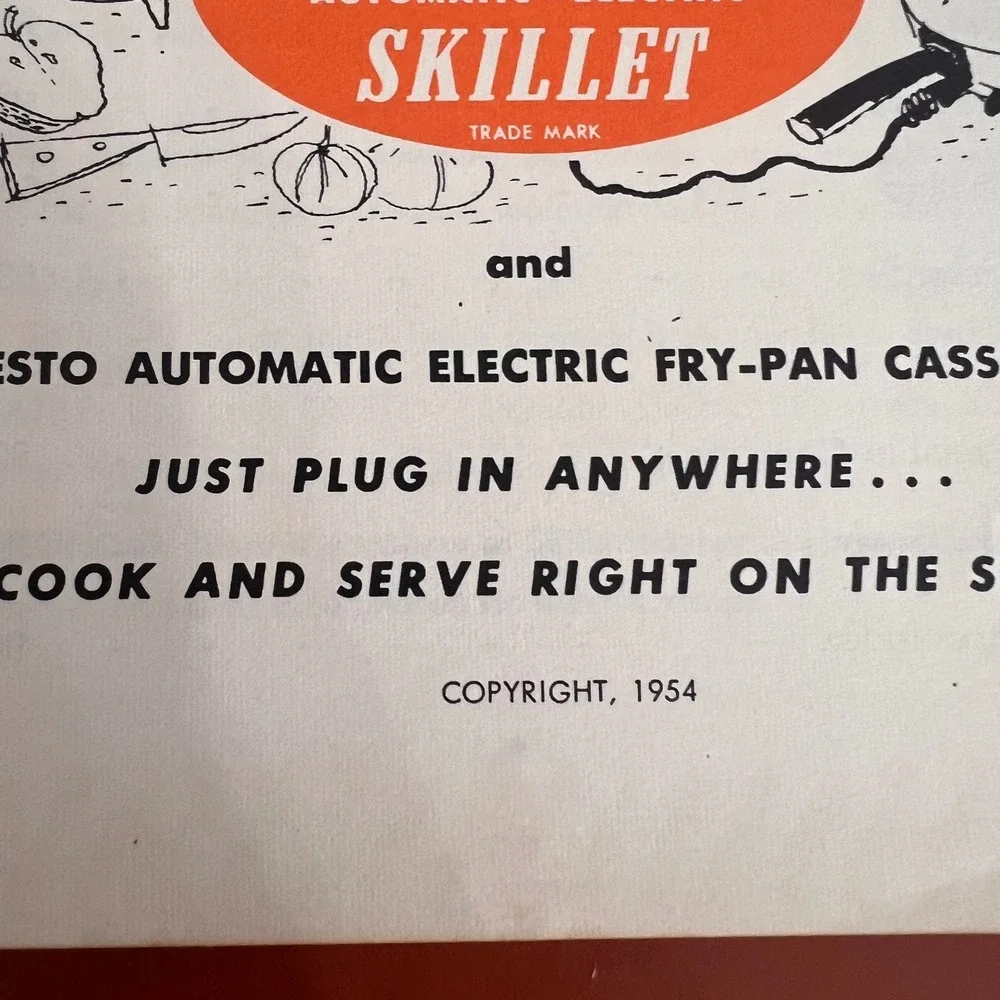 Vintage 1954 Presto Automatic Electric Skillet Recipe Book Instruction Manual